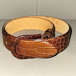 Belt: Ann Taylor Cocoa Brown Crocodile Pattern Womens Size 30"